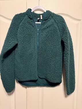 Zella Teal Sherpa Zip Hoodie Jacket